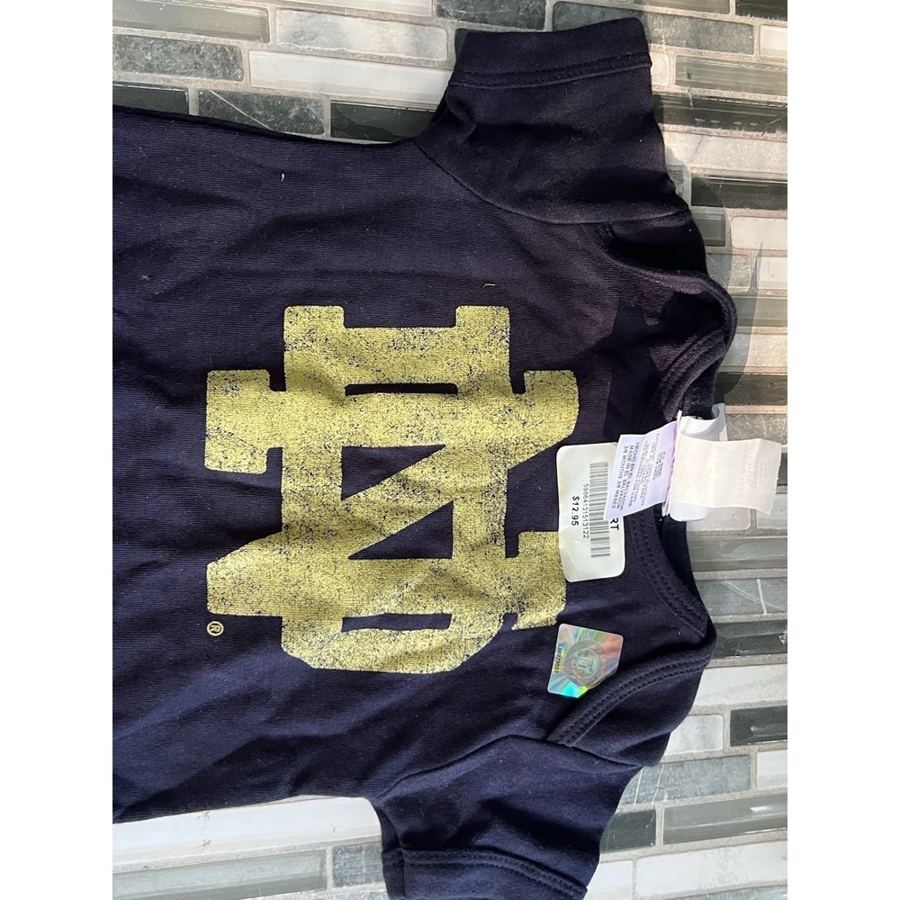 NWT NCAA Notre‎ Dame University Baby Bodysuit 3/6 Months Navy - Picture 3 of 9